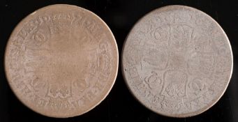 Two Charles II halfcrowns, 1663 & 1671.