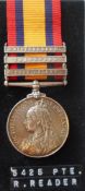 Queens South Africa Medal to 5425. Pte. R. Reader. Gren.