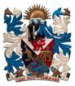 Of P&O interest,: a painted cast aluminium P&O shipping line crest taken from the company's offices,