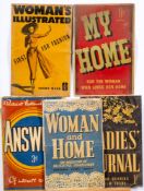 A group of eight aluminium magazine advertising signs:, including 'Woman and Home',