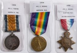 A WWI Trio to '13656 Pte E Yound North'D Fus':.