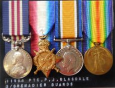 A World War One Military Medal group of four to 11896 Pte. P. J. Blasdale. 3/G. Gds.