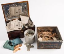 A collection of pre-1947 florins together with a collection of copper coinage.