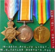 A World War I trio to 6-2558 Pte. / 2nd Lieut G W Taylor . North'd Fus.