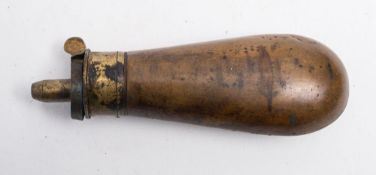 A small copper and brass pistol powder flask:, unsigned , 11cm.