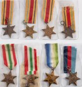 A group of WWII service medals:, comprising four Africa Stars, two Italy Stars,
