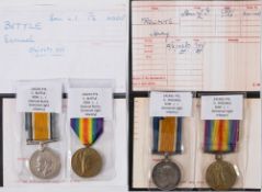 Two WWI Somerset Light Infantry pairs, '24149 Pte H Frounks' and '203235 Pte S Buttle':..