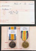A WWI pair to '204658 Pte W T Evans Middx. R':.