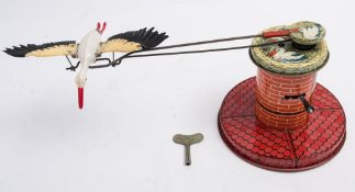 An Adebar (West Germany) No 7 tinplate clockwork flying stork:,