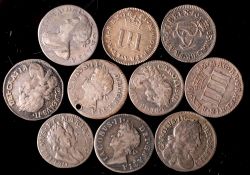 Ten Maundy coins including higher grade James II 1685 threepence.