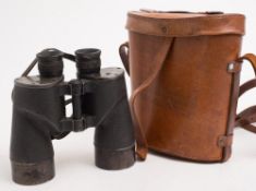 A pair of WWII period Canadian Naval binoculars:, black crackle finish tubes ,