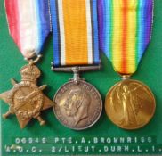 A Great War trio: to 06949. Pte. A. Brownrigg. A.O.C. 2 / Lieut. . Durh. L.I.