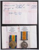 A WWI pair to '40870 Pte J A Wheeler North'n R':.