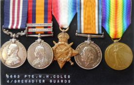 A World War One Military Medal group of five to 8663 Pte. W.H.Coles. 4/ G.