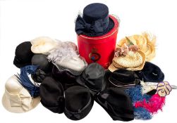 A group of lady's hats:, including cloche hats,