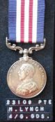 A World War One Military Medal: to 23109. Pte. M. Lynch. 4/G.Gds.