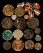 A selection including a 1775 evasion halfpenny, Joiners Arms T.