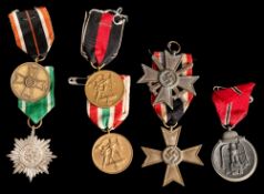 Two German War Merit Crosses: together with an Eastern Front Medal, two Sudetenland medals,