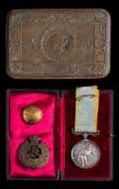 A Crimea Medal to 'Wm Boulton 62nd Regt':, together with a 1914 Christmas tin,