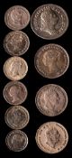 Eleven English minor silver coins.