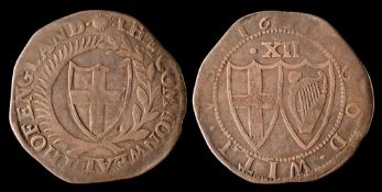 A 1653 Commonwealth shilling.