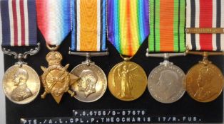 A Great War Military Medal group of six: to G-87679 Pte. A.L.Cpl. P. Theocharis. 17/R. Fus.