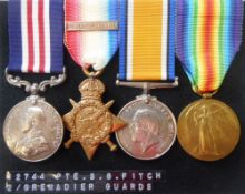 A World War One Military Medal group of four to 12744. Pte. S. G. Fitch. 2/G. Gds.