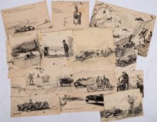A collection of early 20th century pen and ink motoring cartoons signed J Dunn:,