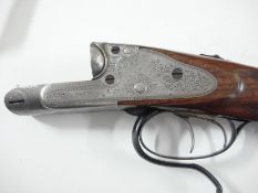 A 20 bore push forward underlever sidelock non-ejector shotgun by John Rigby & Co Dublin:,