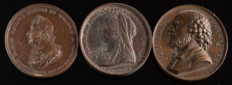 Three copper medallions, Queen Victoria,