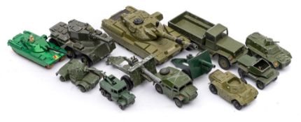 Dinky, Corgi and others, a group of various military vehicles:, including Dinky Chieftain Tank,