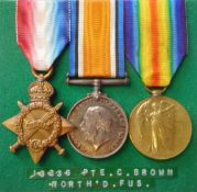 A World War I trio to 13236. Pte. C. Brown. North'd Fus.
