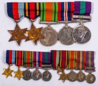 A World War II group of five and two sets of matching miniatures:, 1939-45 Star, Burma Star,