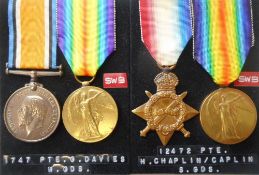 A Great War pair to 1747. Pte. G. Davies. W.