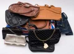 A collection of various evening bags and handbags:,