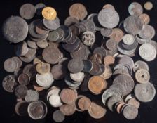 A collection of various world coins: