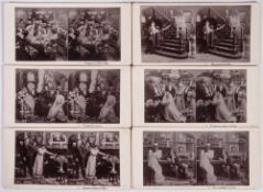 A set of fourteen stereoscope cards 'Is marriage a failure?':, unsigned, with manuscript titles.