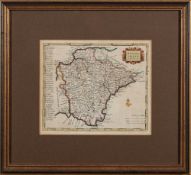 MORDEN, Robert - Devonshire : hand coloured map, 200 x 170 mm,