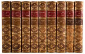 BINDINGS : William Prescott [ Works ] - 9 vols, half tan gilt calf, 8vo, 1867-75.