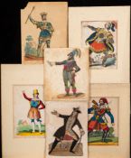 TINSEL PICTURES: a collection of six hand coloured tinsel pictures (three are just prints without