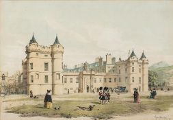 HOLYROOD, & Prince's Street, Edinburgh - a pair of hand coloured lithographs, 425 x 290 mm, 1837,