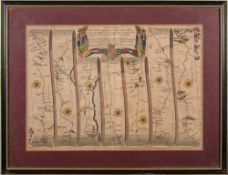 OGILBY, John - The Roads from Exeter to Dorchester : hand coloured strip road map, 460 x 320 mm,