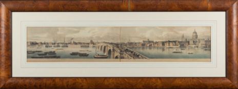THAMES : A pair of coloured panoramic prints titled Blackfriars Bridge and Waterloo Bridge,