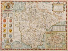 SPEED, John - Devonshire : hand coloured map, 510 x 380 mm, Thomas Bassett and Richard Chiswell,
