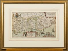 KIP, William - Sussexia Siue Southsex, olim pars Regnorum [ Sussex ] : hand coloured map,