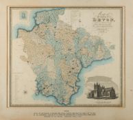 GREENWOOD, C & J - A Map of the County of Devon : hand coloured map, 690 x 610 mm, f & g, 1829.