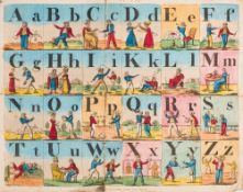 ALPHABET SHEET: hand coloured sheet, 280 x 200 mm, published by E. Wallis, early nineteenth Century.