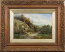 J. Raymond [19th Century]- Cottage in a landscape,:- with a companion a pair, oils on board each 20.