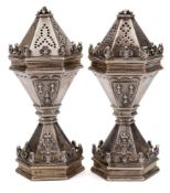 A pair of Victorian Salters' Company Diamond Jubilee silver pepperettes, maker James Garrard,
