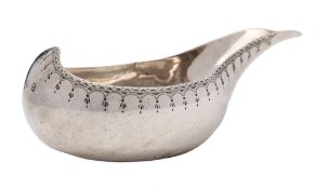 A George III pap boat, maker's mark worn, London, 1779: of traditional design with chased border,